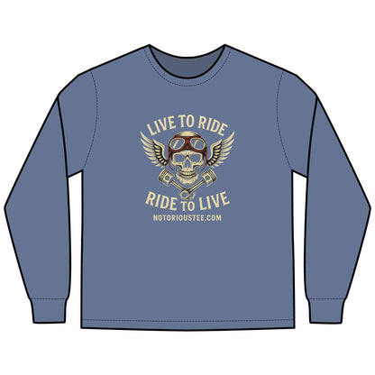 Notorious Tee Ride To Live Motorcycle Long Sleeve Tee, Ride to Live Shirt, Unisex T-Shirt, Biker Gift, Casual Wear, Adventure Apparel, Rocker Style