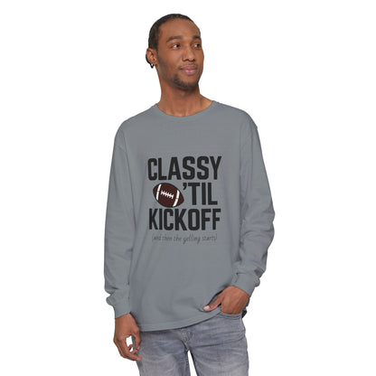 Football Themed Long Sleeve T-Shirt, Football Fan Tee, Game Day Apparel, Unisex Casual Wear, Sports Apparel, Kickoff Party Shirt