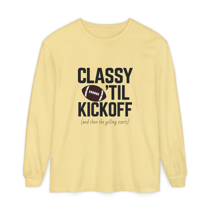 Football Themed Long Sleeve T-Shirt, Football Fan Tee, Game Day Apparel, Unisex Casual Wear, Sports Apparel, Kickoff Party Shirt