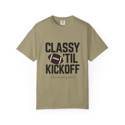 Classy Football T-Shirt | Unisex Garment-Dyed Tee for Game Day, Tailgating, Party Wear, Sports Fans, Gift Ideas