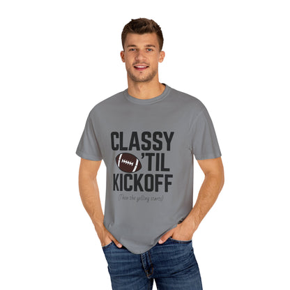 Classy Football T-Shirt | Unisex Garment-Dyed Tee for Game Day, Tailgating, Party Wear, Sports Fans, Gift Ideas