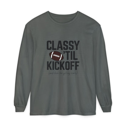 Football Themed Long Sleeve T-Shirt, Football Fan Tee, Game Day Apparel, Unisex Casual Wear, Sports Apparel, Kickoff Party Shirt