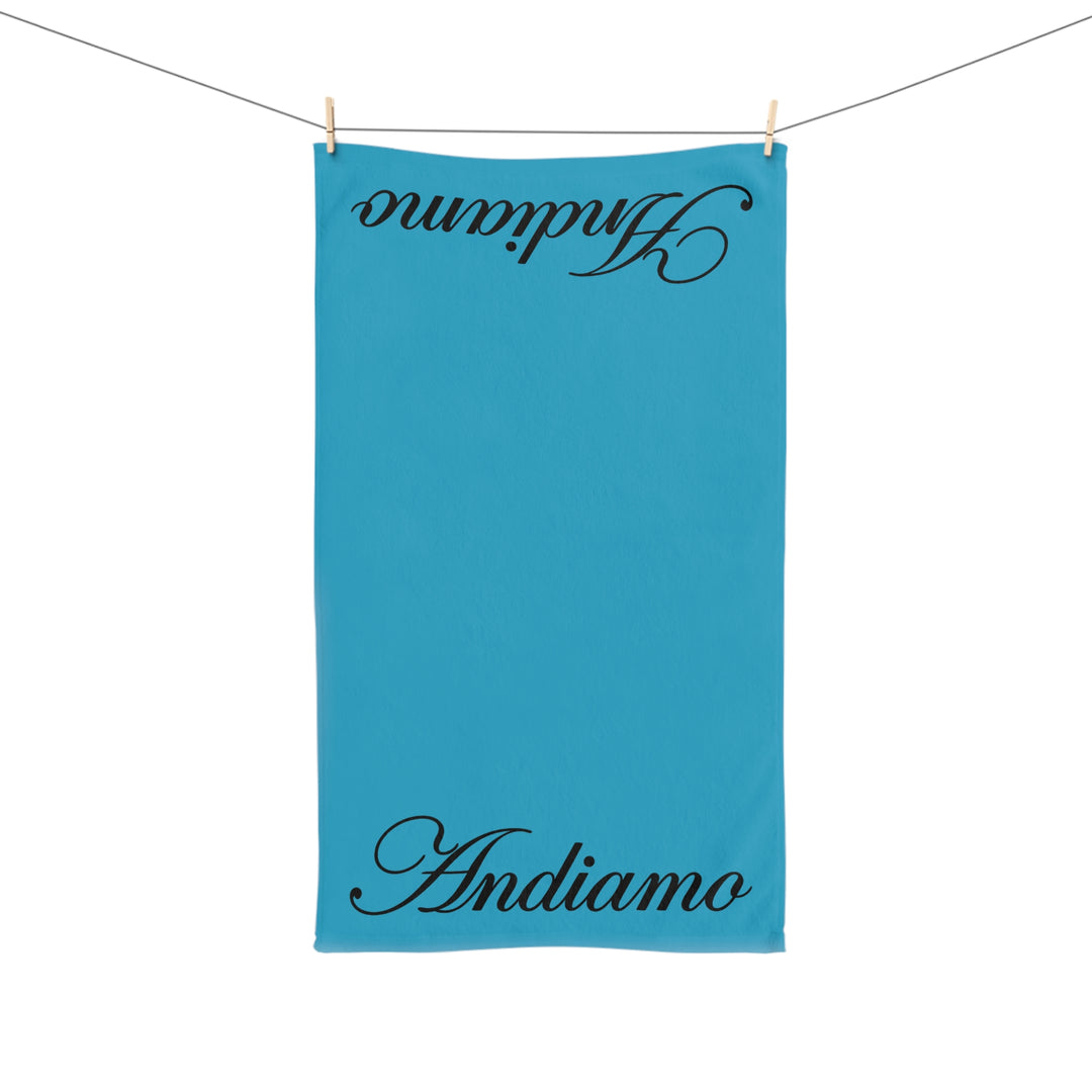 ANDIAMO Teal Yacht Hand Towel — End Print