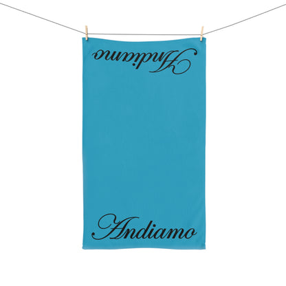 ANDIAMO Teal Luxury Yacht Hand Towel - Nautical Decor, end print, Beach House Gift, Marine-Themed Accessory, Sailing Enthusiast Towel, Coastal Home Essentials