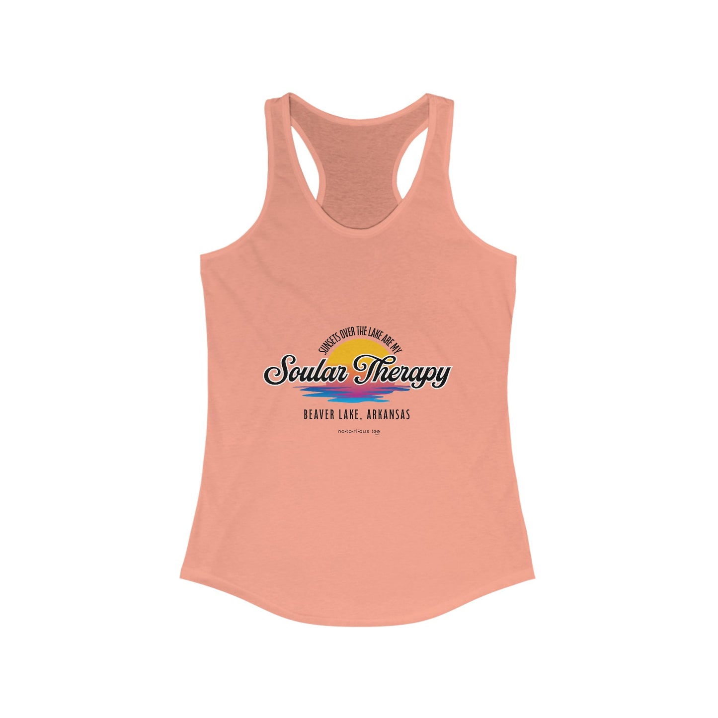 Notorious Tee - Sunsets on the Lake Soular Therapy Flowy Racerback Tank Women's