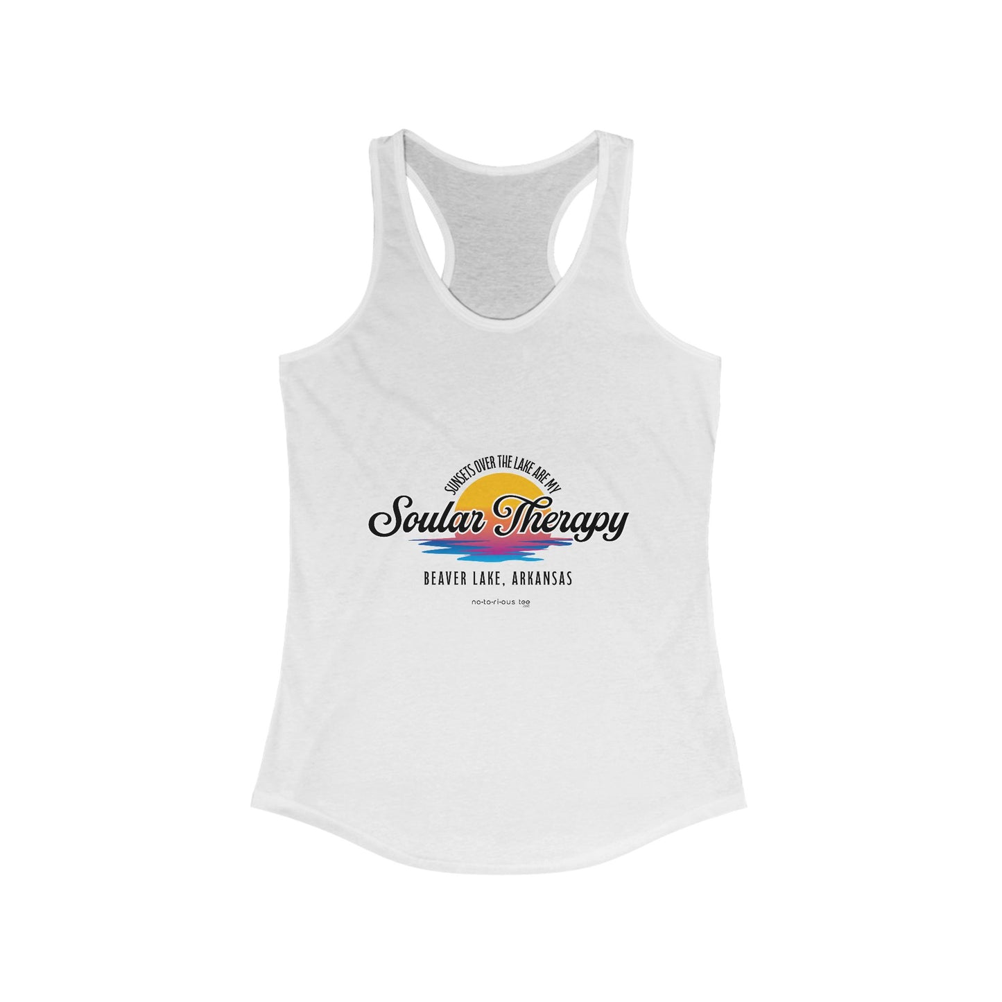Notorious Tee - Sunsets on the Lake Soular Therapy Flowy Racerback Tank Women's