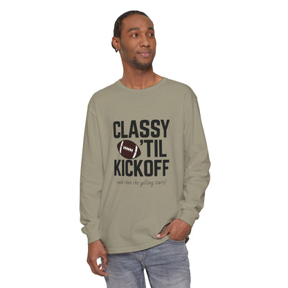 Football Themed Long Sleeve T-Shirt, Football Fan Tee, Game Day Apparel, Unisex Casual Wear, Sports Apparel, Kickoff Party Shirt