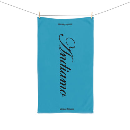 ANDIAMO Teal Luxury Yacht Hand Towel - Nautical Decor, Beach House Gift, Marine-Themed Accessory, Sailing Enthusiast Towel, Coastal Home Essentials