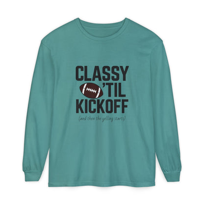 Football Themed Long Sleeve T-Shirt, Football Fan Tee, Game Day Apparel, Unisex Casual Wear, Sports Apparel, Kickoff Party Shirt