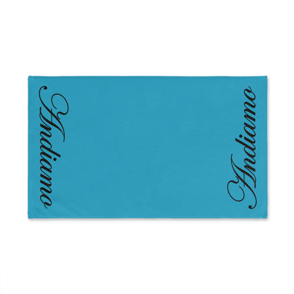 ANDIAMO Teal Luxury Yacht Hand Towel - Nautical Decor, end print, Beach House Gift, Marine-Themed Accessory, Sailing Enthusiast Towel, Coastal Home Essentials