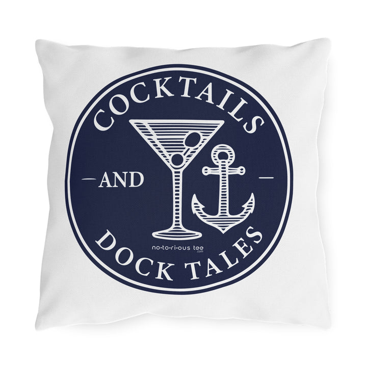 Cocktails and Dock Tales Outdoor Pillow – Nautical Decor for Beach Lovers