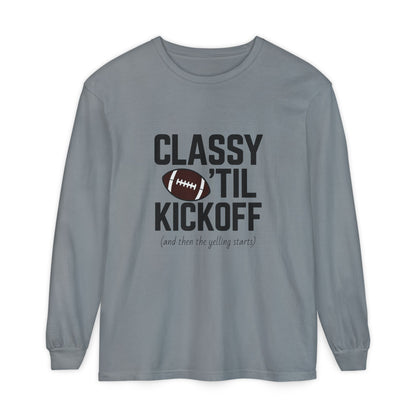 Football Themed Long Sleeve T-Shirt, Football Fan Tee, Game Day Apparel, Unisex Casual Wear, Sports Apparel, Kickoff Party Shirt