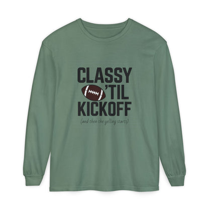 Football Themed Long Sleeve T-Shirt, Football Fan Tee, Game Day Apparel, Unisex Casual Wear, Sports Apparel, Kickoff Party Shirt