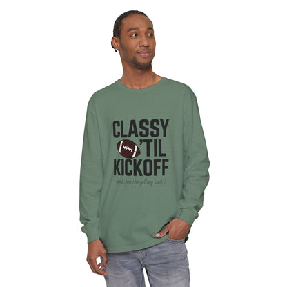 Football Themed Long Sleeve T-Shirt, Football Fan Tee, Game Day Apparel, Unisex Casual Wear, Sports Apparel, Kickoff Party Shirt