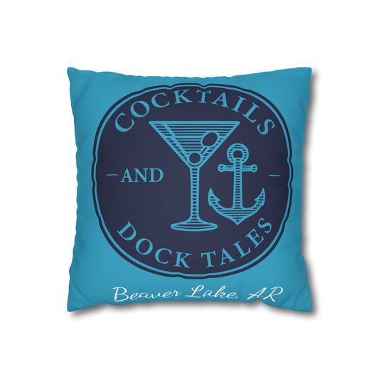 Cocktails and Dock Tales Beaver Lake Faux Suede Pillowcase - Cozy Lake House Decor