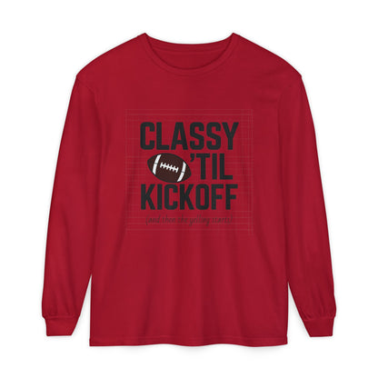 Football Themed Long Sleeve T-Shirt, Football Fan Tee, Game Day Apparel, Unisex Casual Wear, Sports Apparel, Kickoff Party Shirt