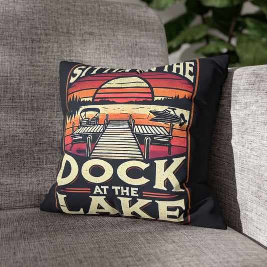 Sittin' on theDock at the Lake Faux Suede Pillowcase - Cozy Lake House Decor