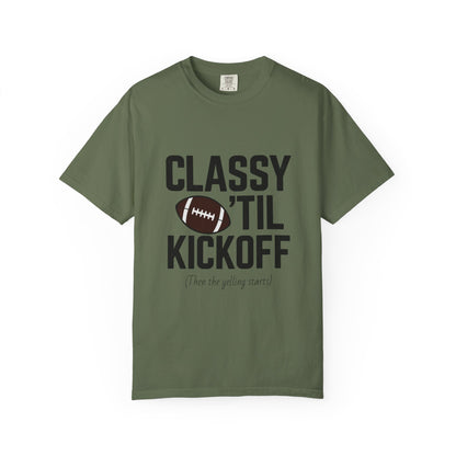 Classy Football T-Shirt | Unisex Garment-Dyed Tee for Game Day, Tailgating, Party Wear, Sports Fans, Gift Ideas