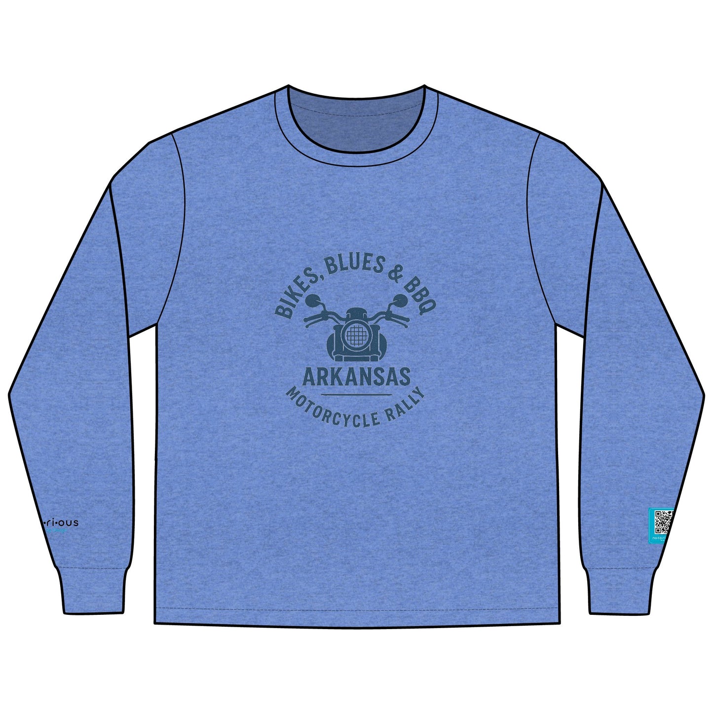 Notorious Tee Bike's Blues BBQ Men's Motorcycle Rally Long Sleeve Tee - Perfect for Bikers, Casual Wear, Gift Idea for Riders, Men's Tee, Motorcycle Apparel