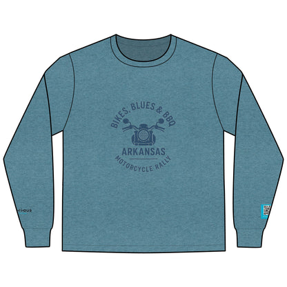 Notorious Tee Bike's Blues BBQ Men's Motorcycle Rally Long Sleeve Tee - Perfect for Bikers, Casual Wear, Gift Idea for Riders, Men's Tee, Motorcycle Apparel
