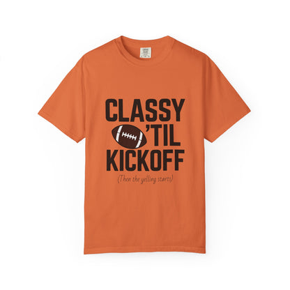 Classy Football T-Shirt | Unisex Garment-Dyed Tee for Game Day, Tailgating, Party Wear, Sports Fans, Gift Ideas