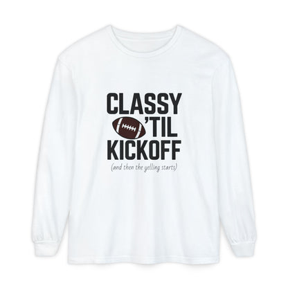 Football Themed Long Sleeve T-Shirt, Football Fan Tee, Game Day Apparel, Unisex Casual Wear, Sports Apparel, Kickoff Party Shirt