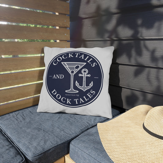 Cocktails and Dock Tales Outdoor Pillow – Nautical Decor for Beach Lovers