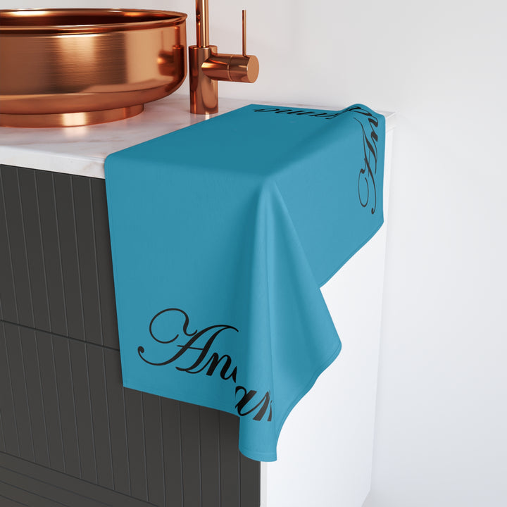 ANDIAMO Teal Yacht Hand Towel — End Print
