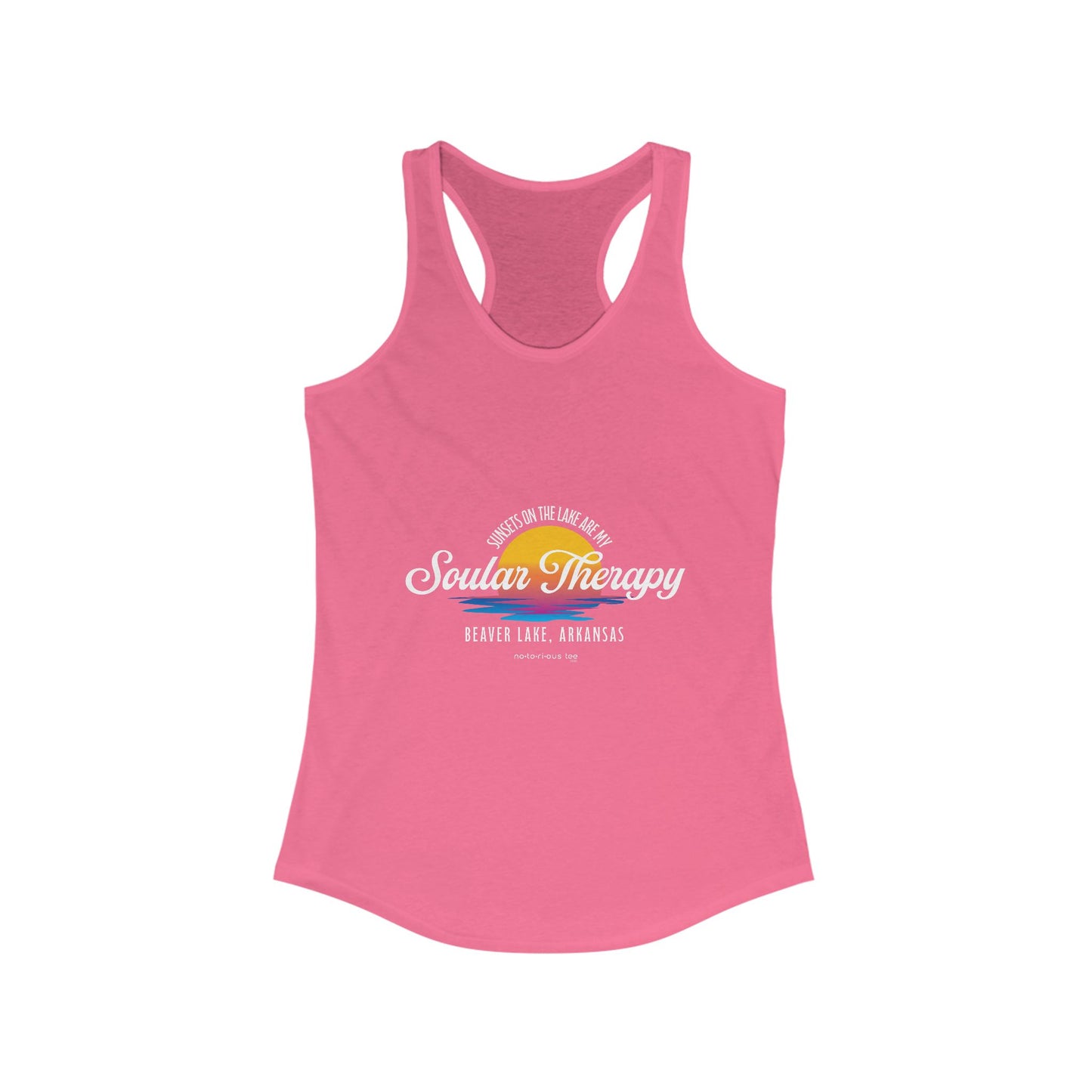 Notorious Tee - Sunsets on the Lake Soular Therapy Flowy Racerback Tank Women's