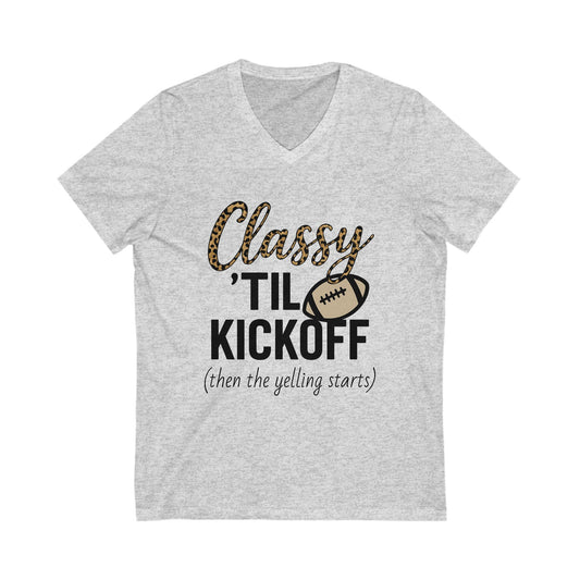 Notorious Tee Classy Football Fan V-Neck Tee, Women’s Game Day Shirt, Cute Sports Shirt, Tailgate Outfit, Football Party Tee