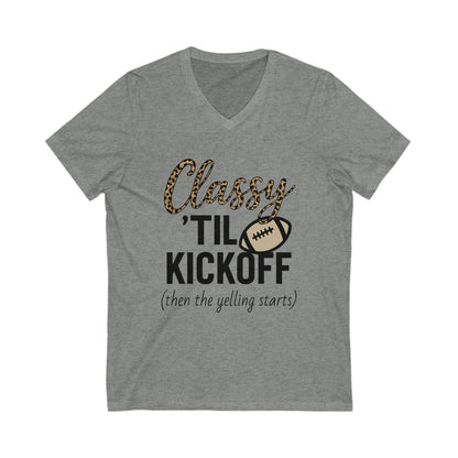Notorious Tee Classy Football Fan V-Neck Tee, Women’s Game Day Shirt, Cute Sports Shirt, Tailgate Outfit, Football Party Tee