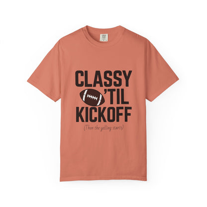 Classy Football T-Shirt | Unisex Garment-Dyed Tee for Game Day, Tailgating, Party Wear, Sports Fans, Gift Ideas