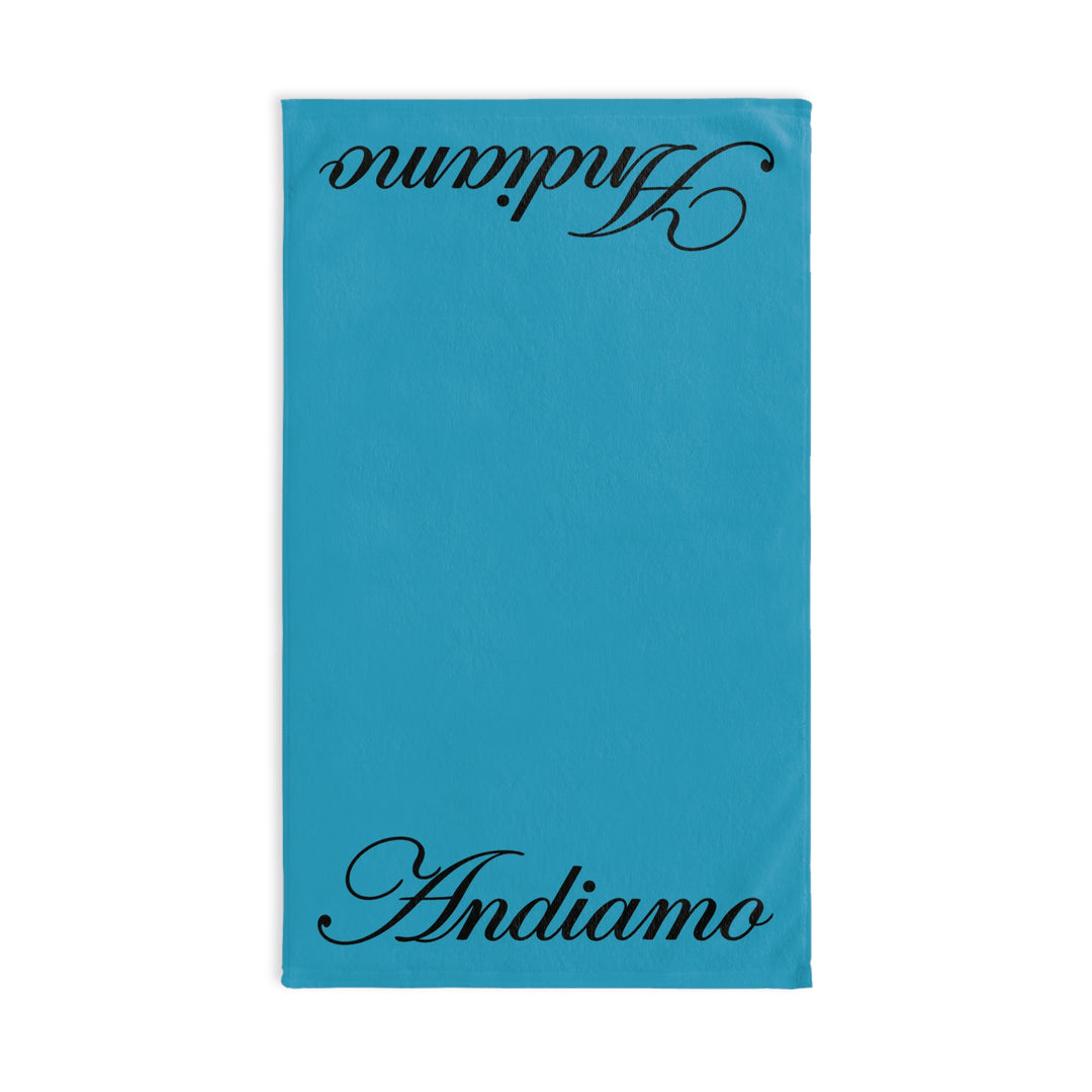 ANDIAMO Teal Yacht Hand Towel — End Print