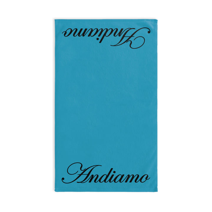 ANDIAMO Teal Yacht Hand Towel — End Print