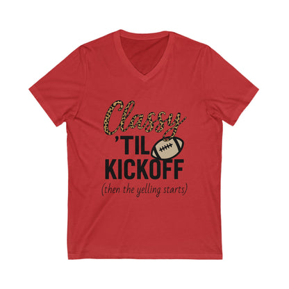 Notorious Tee Classy Football Fan V-Neck Tee, Women’s Game Day Shirt, Cute Sports Shirt, Tailgate Outfit, Football Party Tee