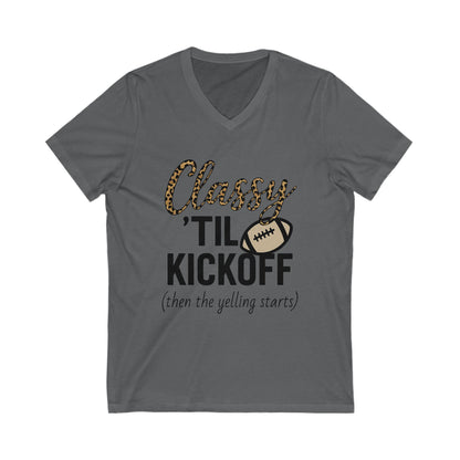 Notorious Tee Classy Football Fan V-Neck Tee, Women’s Game Day Shirt, Cute Sports Shirt, Tailgate Outfit, Football Party Tee
