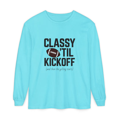 Football Themed Long Sleeve T-Shirt, Football Fan Tee, Game Day Apparel, Unisex Casual Wear, Sports Apparel, Kickoff Party Shirt