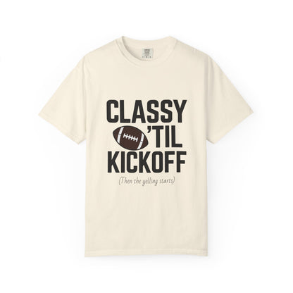 Classy Football T-Shirt | Unisex Garment-Dyed Tee for Game Day, Tailgating, Party Wear, Sports Fans, Gift Ideas