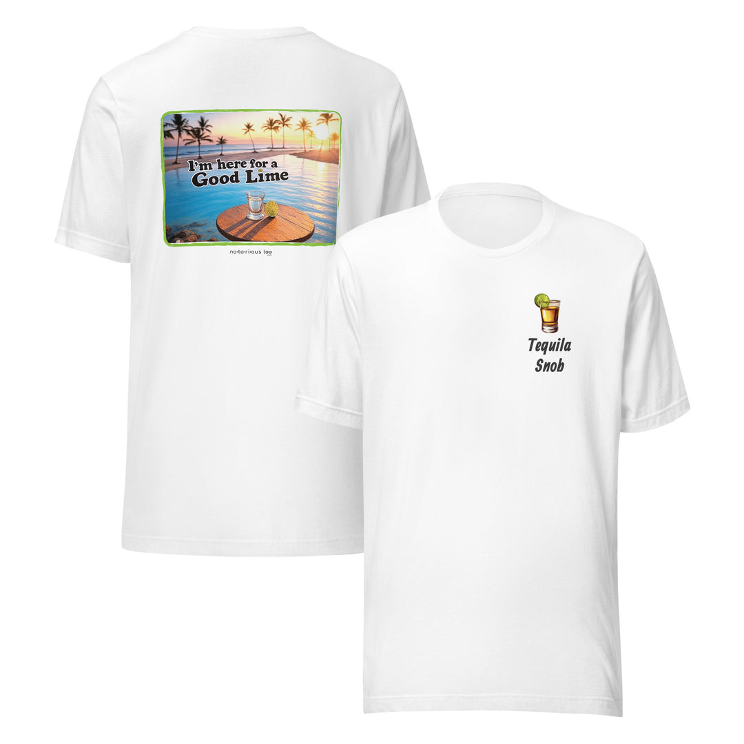 Good Lime tee with margarita illustration in white — Notorious Tee Tequila Snob