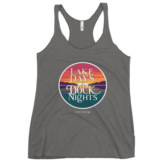 LAKE DAYS AND DOCK NIGHTS - Women's Flowy Racerback Tank
