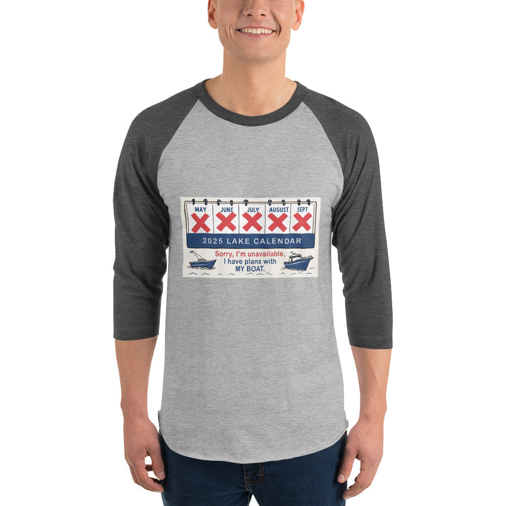Lake Calendar 3/4 sleeve raglan shirt