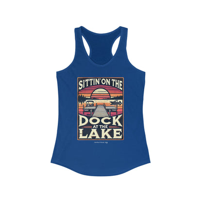 Sittin' on the Dock of the Lake - Flowy Racerback Tank Women's