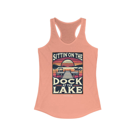 Sittin' on the Dock of the Lake - Flowy Racerback Tank Women's