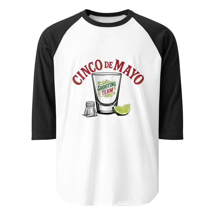 Cinco de Mayo drinking jersey 3/4 raglan tee in white/black — Tequila Snob