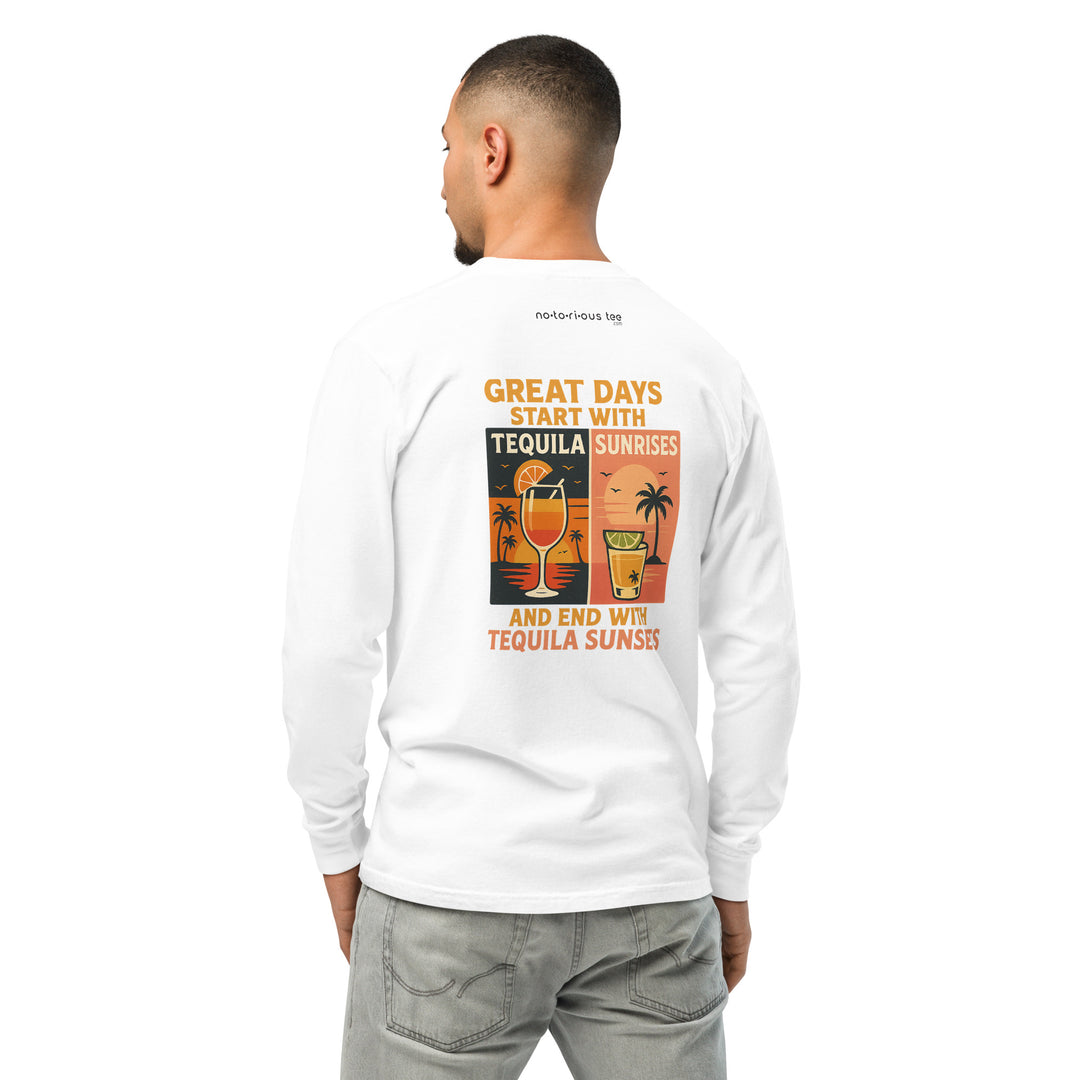 Tequila Sunrises & Sunsets garment-dyed long-sleeve in white — Tequila Snob