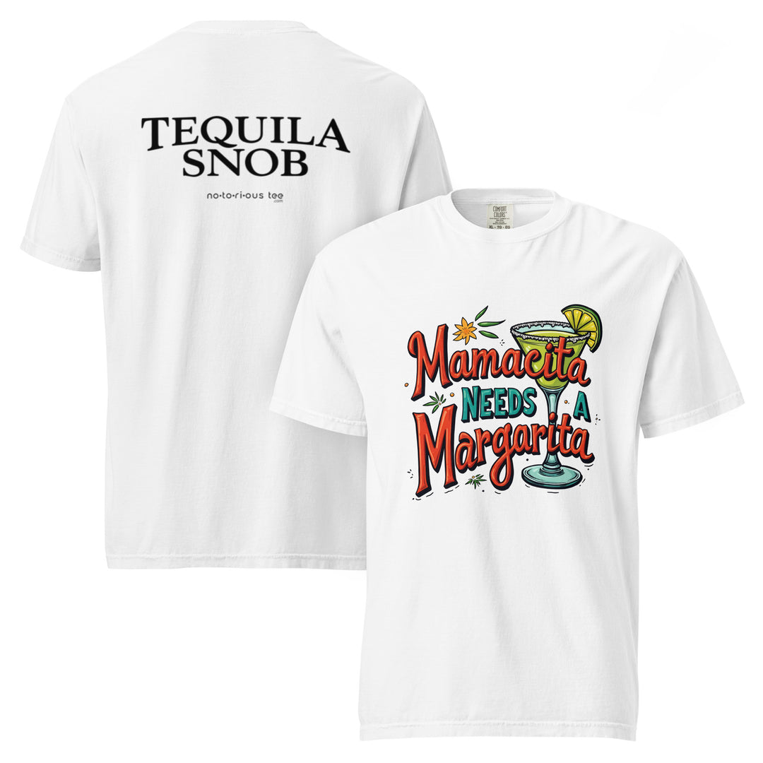 Mamacita Needs a Margarita garment-dyed tee in burnt orange — Tequila Snob