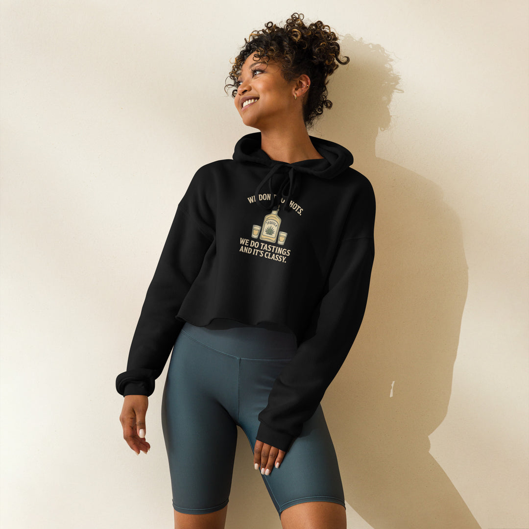 Tequila Tasting crop hoodie in black — Tequila Snob